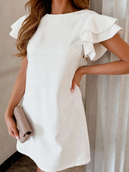 Ruffled Layered Short Sleeve Mini Dress