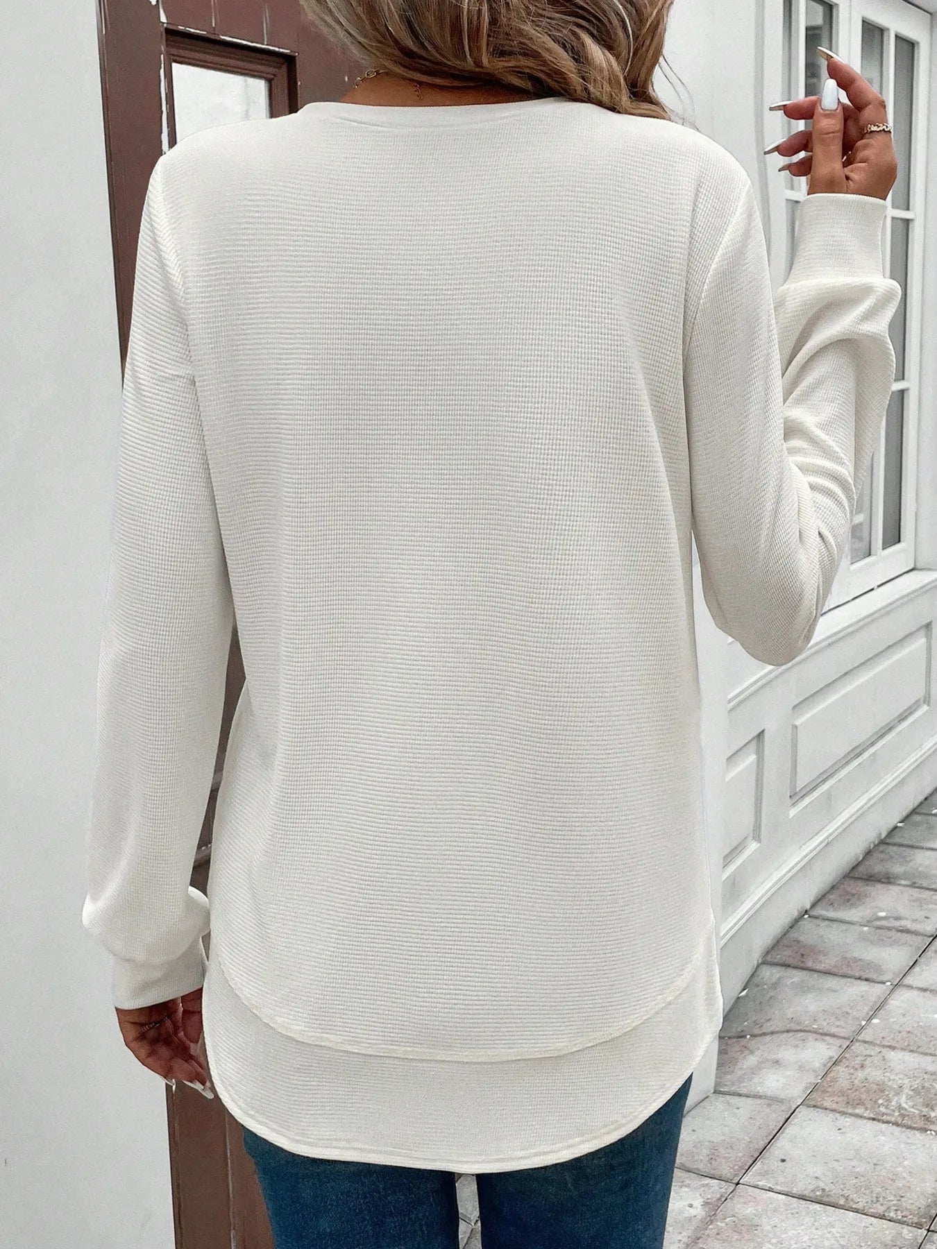Round Neck Long Sleeve Casual Sweatshirt