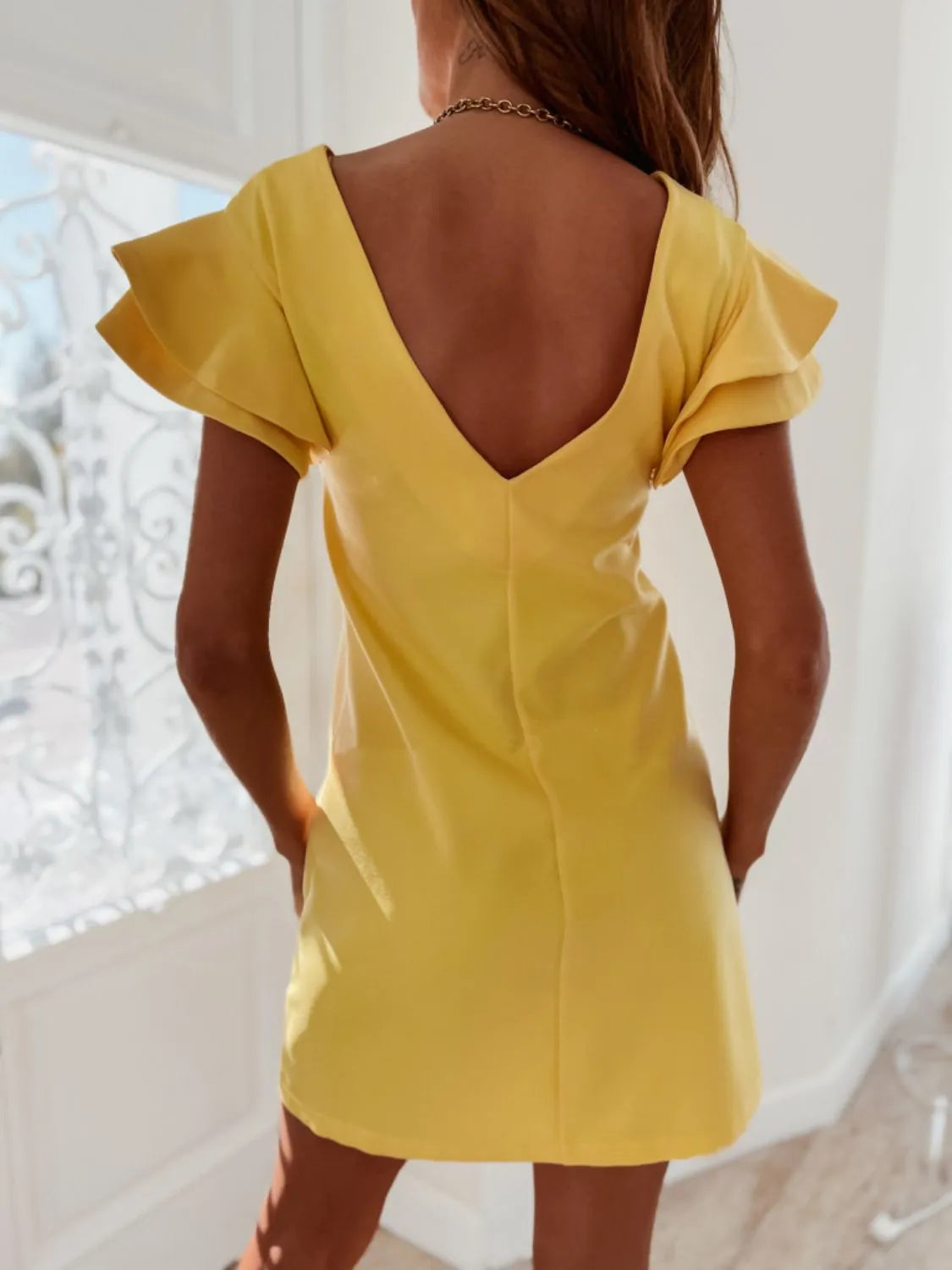 Ruffled Layered Short Sleeve Mini Dress