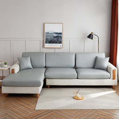 LuxFit™ – Elastic Waterproof Leather-Style Sofa Slipcover Silver Gray