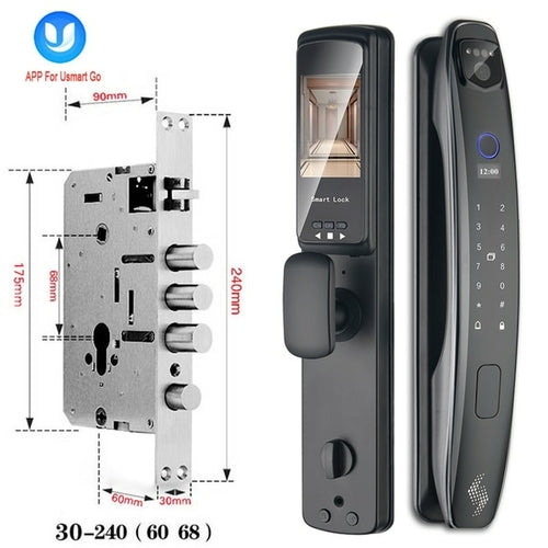 3D Face Smart Door Lock Security Camera Monitor Intelligent Sky Blue