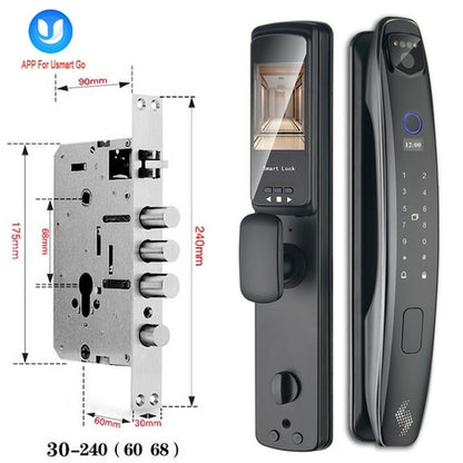 3D Face Smart Door Lock Security Camera Monitor Intelligent Sky Blue