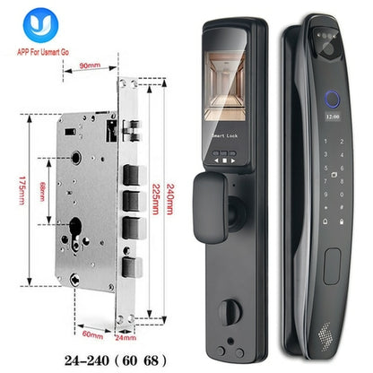 3D Face Smart Door Lock Security Camera Monitor Intelligent brown
