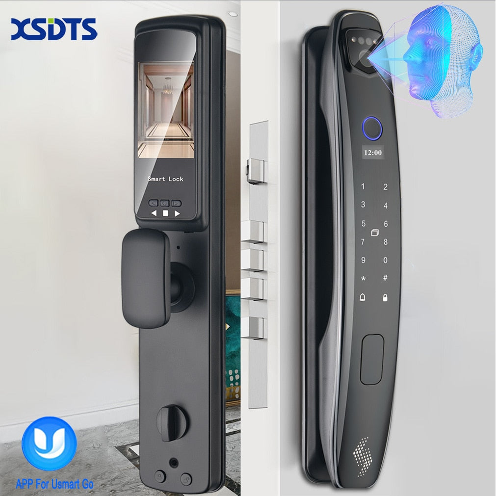 3D Face Smart Door Lock Security Camera Monitor Intelligent