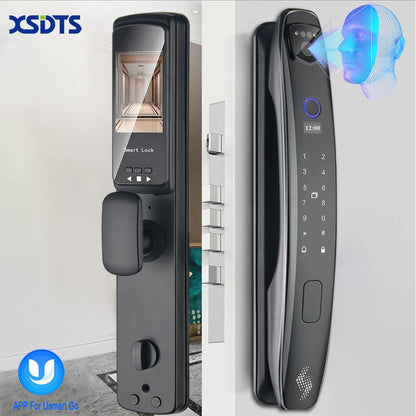 3D Face Smart Door Lock Security Camera Monitor Intelligent
