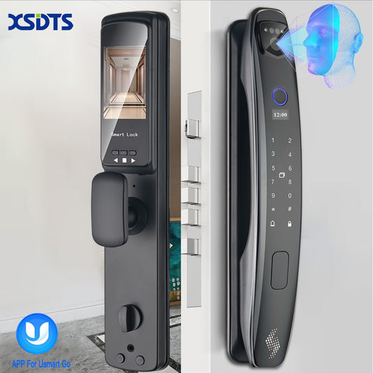 3D Face Smart Door Lock Security Camera Monitor Intelligent