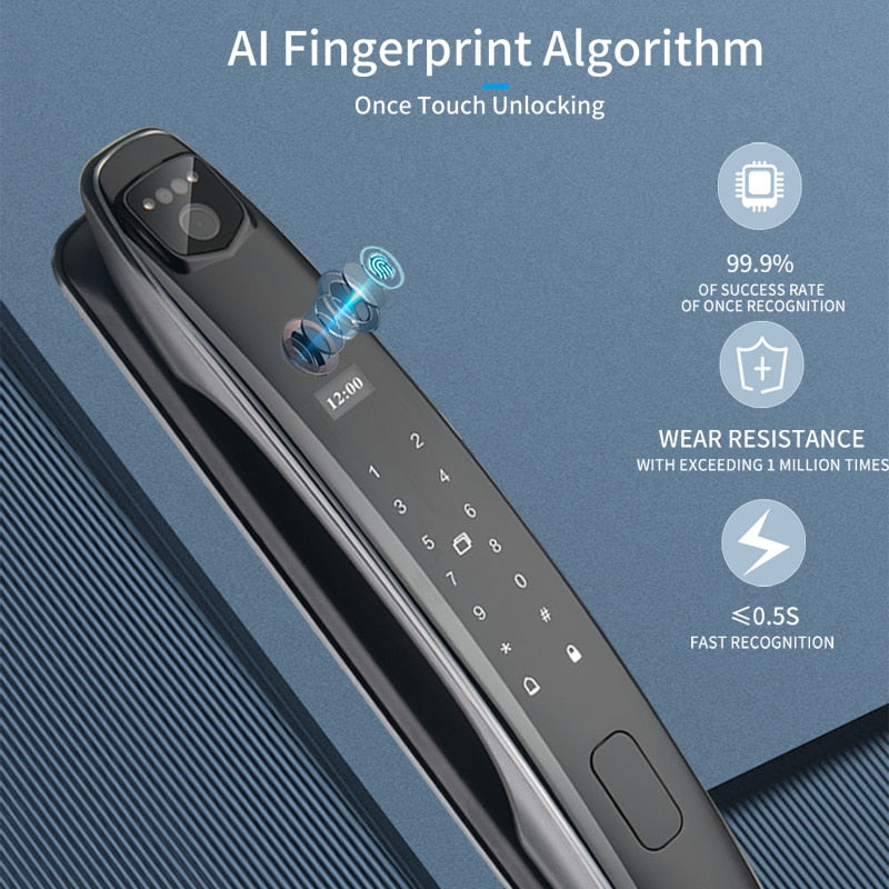 3D Face Smart Door Lock Security Camera Monitor Intelligent