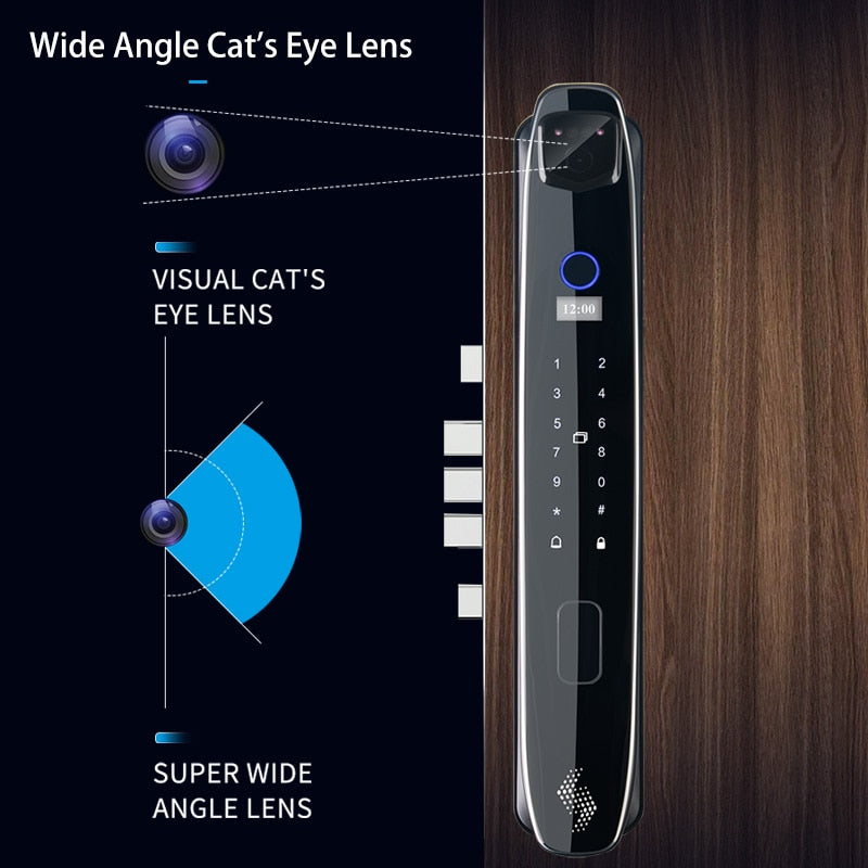 3D Face Smart Door Lock Security Camera Monitor Intelligent