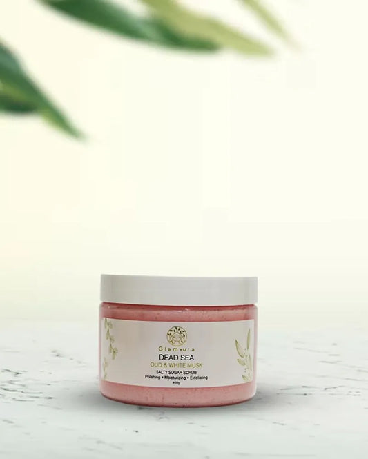 Glamura Oud & White Musk Exfoliating Body Scrub - 450g with Dead Sea Salt and Natural Oils