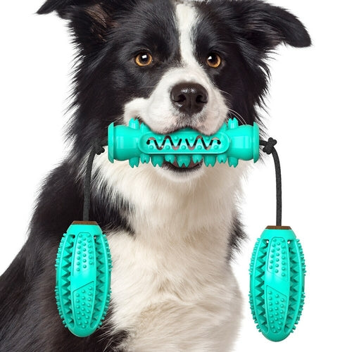 Dog Chew Toys Pet Toothbrush Rubber Bones Teeth Cleaning Blue