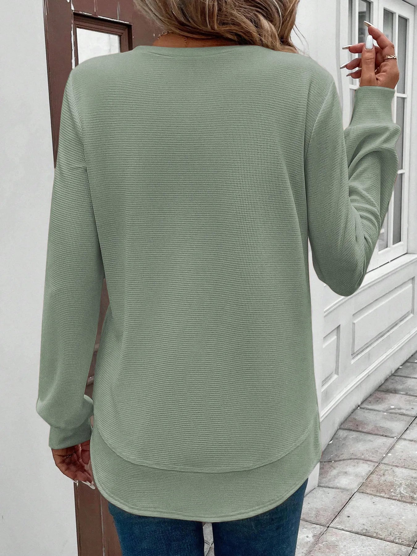 Round Neck Long Sleeve Casual Sweatshirt