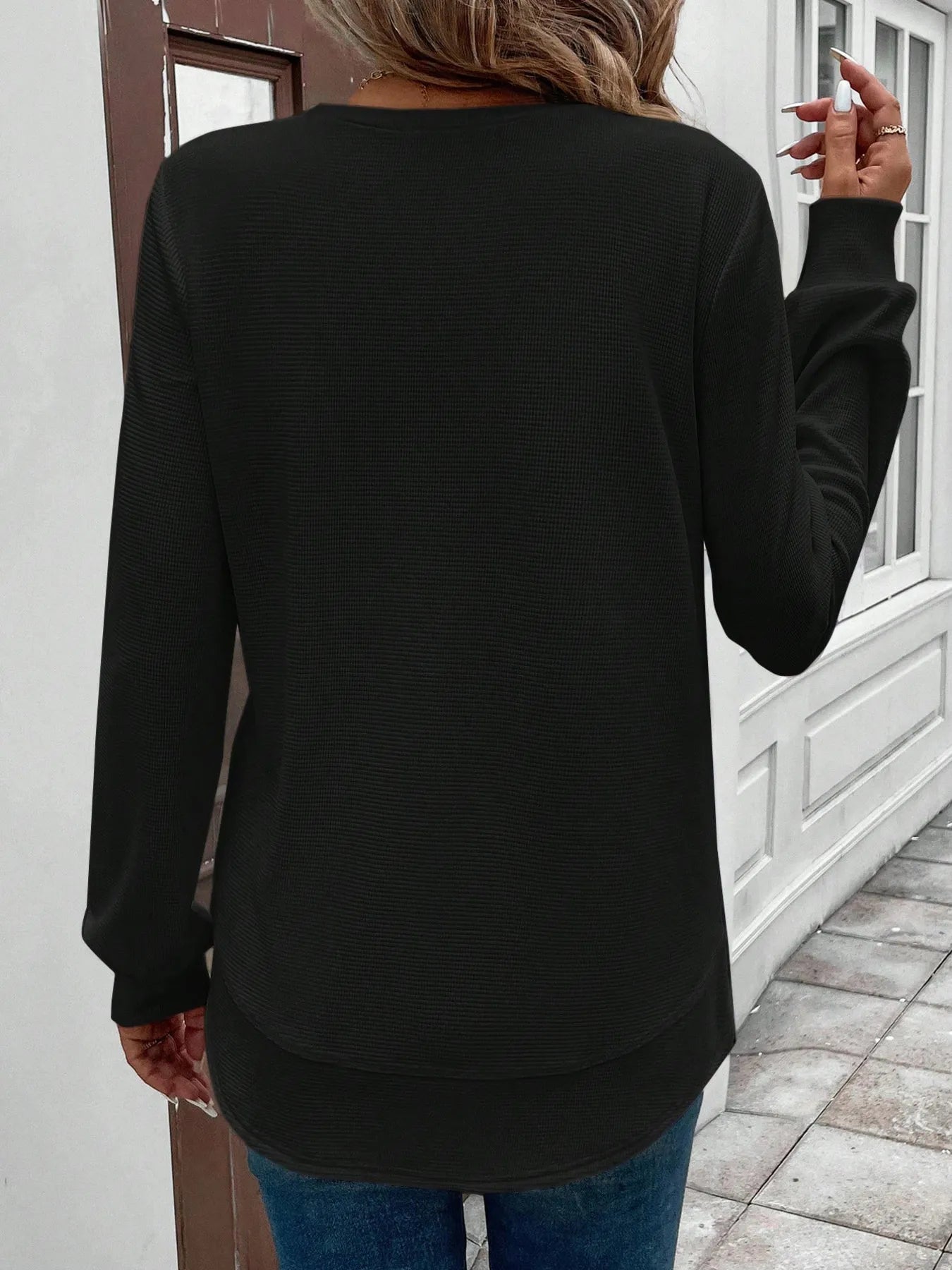 Round Neck Long Sleeve Casual Sweatshirt