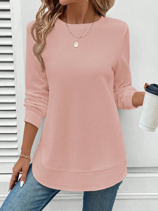 Round Neck Long Sleeve Casual Sweatshirt