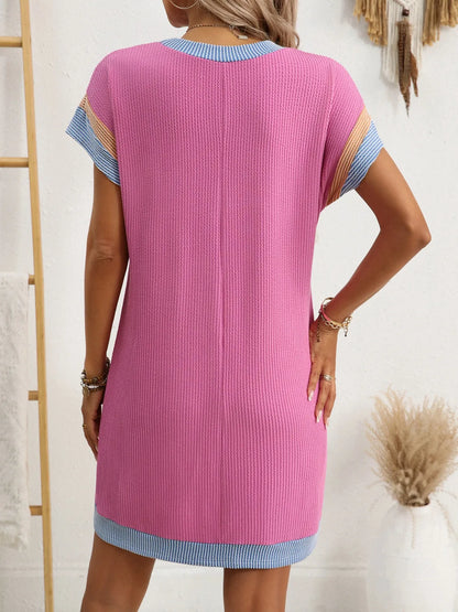 Round Neck Short Sleeve Mini Dress