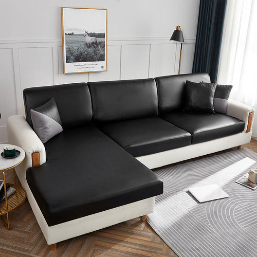 LuxFit™ – Elastic Waterproof Leather-Style Sofa Slipcover Black
