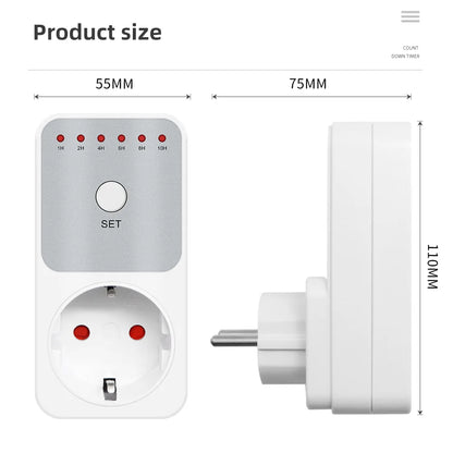 TM04 Electronic Timer LED 16A 1h-10h Countdown Timer Switch Socket