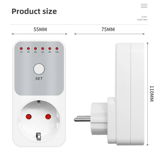 TM04 Electronic Timer LED 16A 1h-10h Countdown Timer Switch Socket