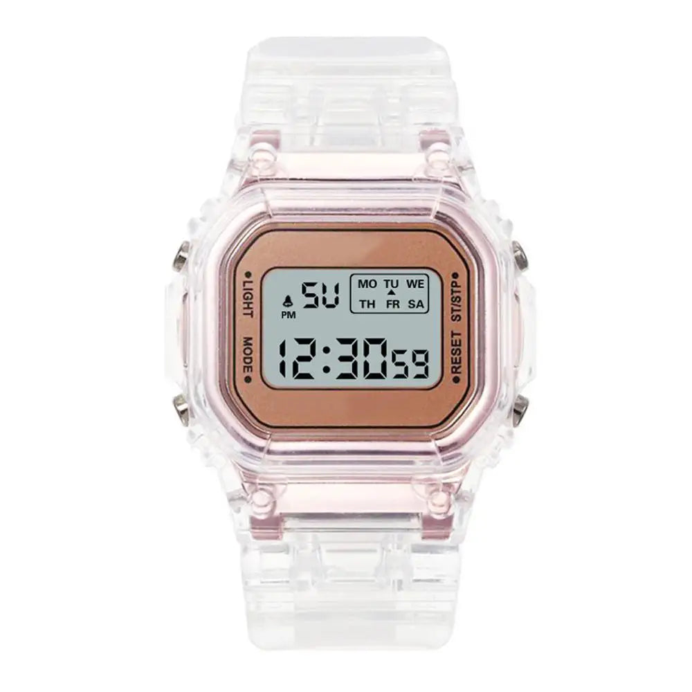 Luxury Women's Rose Gold Silicone Watches Women Fashion LED Digital