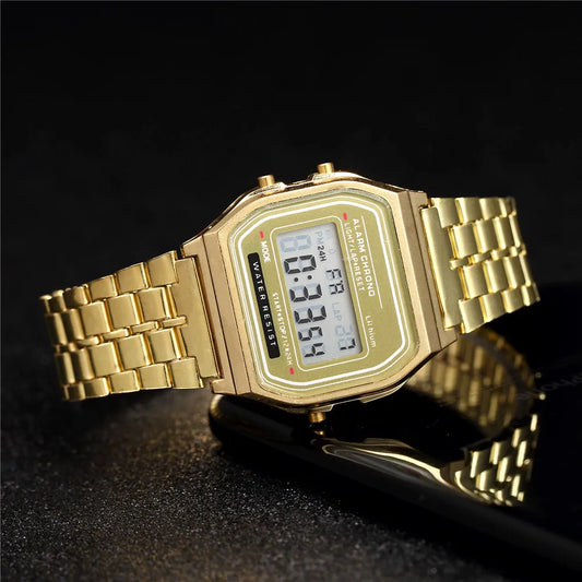 Luxury Women's Rose Gold Silicone Watches Women Fashion LED Digital
