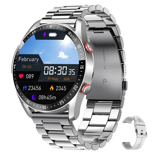 2025 New Outdoor Sports Smart Watch Men GT Series 1.53 inch AMOLED steel strip silver