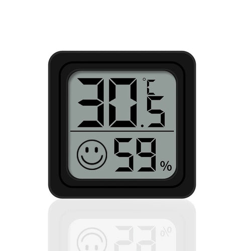 Mini Digital LCD Thermometer and Hygrometer - Indoor High Accuracy black