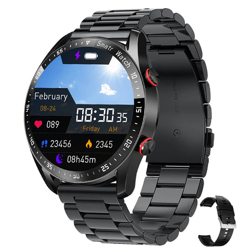 2025 New Outdoor Sports Smart Watch Men GT Series 1.53 inch AMOLED steel strip black