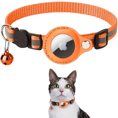 Reflective Airtag Case Collar for Cats and Dogs Neck 22-32cm Orange