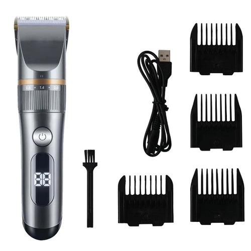 Professional Cat Dog Hair Clipper All Metal Rechargeable Pet Trimmer dark gray