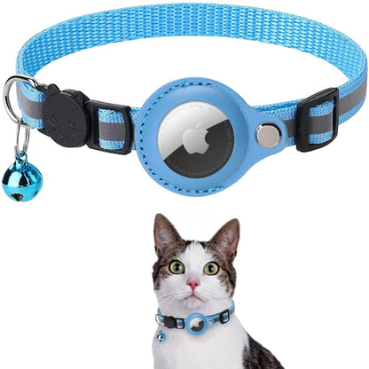 Reflective Airtag Case Collar for Cats and Dogs Neck 22-32cm Blue