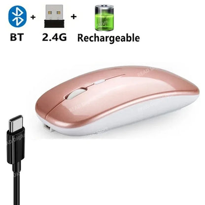 Wireless Mouse Bluetooth-Compatible Gaming Mouse (Dual Mode:BT+2.4Ghz) Rose