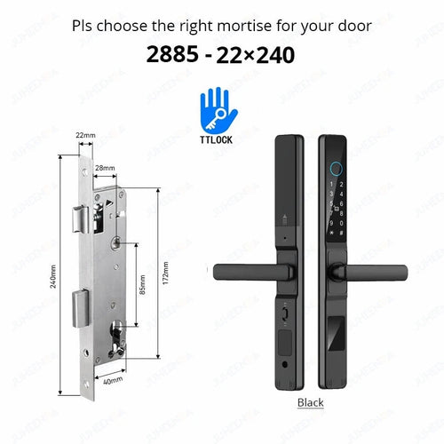 Waterproof Sliding Door Smart Lock TTLock App Alexa Fingerprint black2885-Long