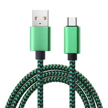 USB Type C Cable Date Sync 2.4A Fast 1M 2M 3M Charging Nylon Braided green