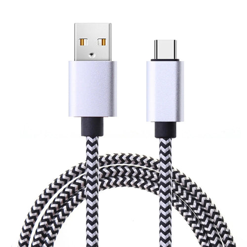 USB Type C Cable Date Sync 2.4A Fast 1M 2M 3M Charging Nylon Braided WHITE