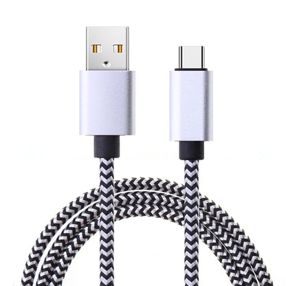 USB Type C Cable Date Sync 2.4A Fast 1M 2M 3M Charging Nylon Braided WHITE