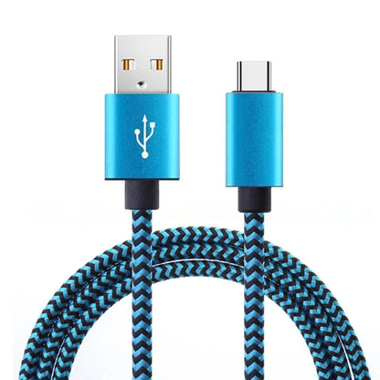 USB Type C Cable Date Sync 2.4A Fast 1M 2M 3M Charging Nylon Braided Blue