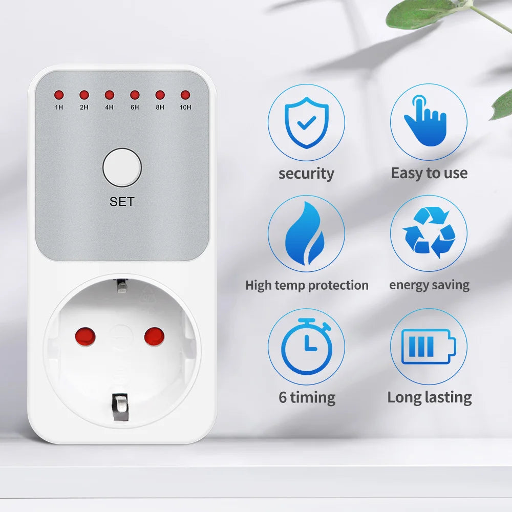 TM04 Electronic Timer LED 16A 1h-10h Countdown Timer Switch Socket