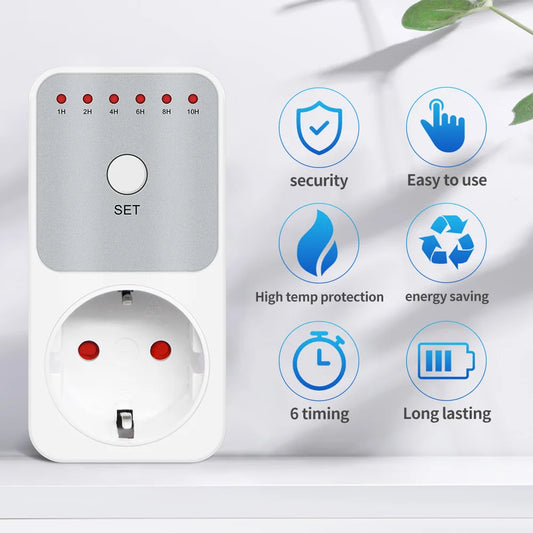 TM04 Electronic Timer LED 16A 1h-10h Countdown Timer Switch Socket