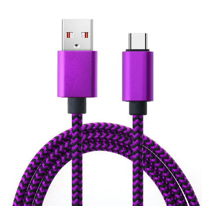 USB Type C Cable Date Sync 2.4A Fast 1M 2M 3M Charging Nylon Braided PURPLE