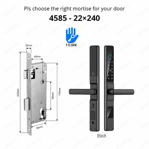 Waterproof Sliding Door Smart Lock TTLock App Alexa Fingerprint black4585-Long