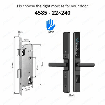 Waterproof Sliding Door Smart Lock TTLock App Alexa Fingerprint black4585-Long