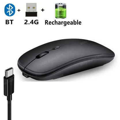 Wireless Mouse Bluetooth-Compatible Gaming Mouse (Dual Mode:BT+2.4Ghz) Black