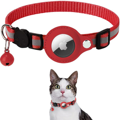 Reflective Airtag Case Collar for Cats and Dogs Neck 22-32cm Red