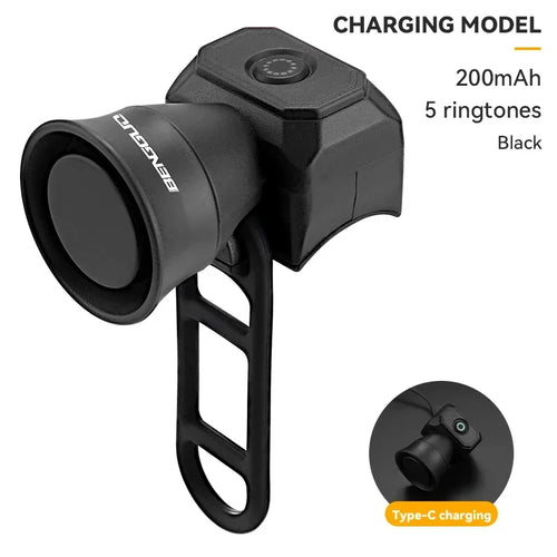 Bicycle Horn Mountain Bike Mini USB Charging Waterproof Electronic Tape-C-Black CHINA