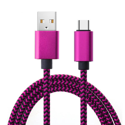 USB Type C Cable Date Sync 2.4A Fast 1M 2M 3M Charging Nylon Braided Rose Red