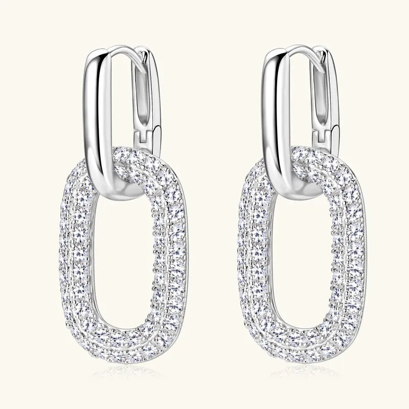 2.16 Carat Moissanite 925 Sterling Silver Earrings Silver One Size