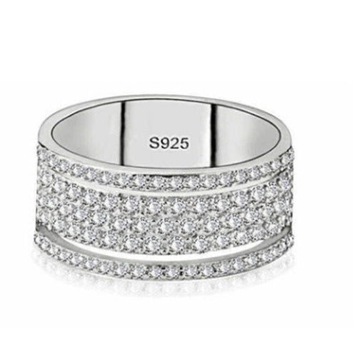 Exquisite Bridal Wedding Silver Rings for Women White Crystal Princess 10 Silver
