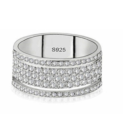 Exquisite Bridal Wedding Silver Rings for Women White Crystal Princess 10 Silver