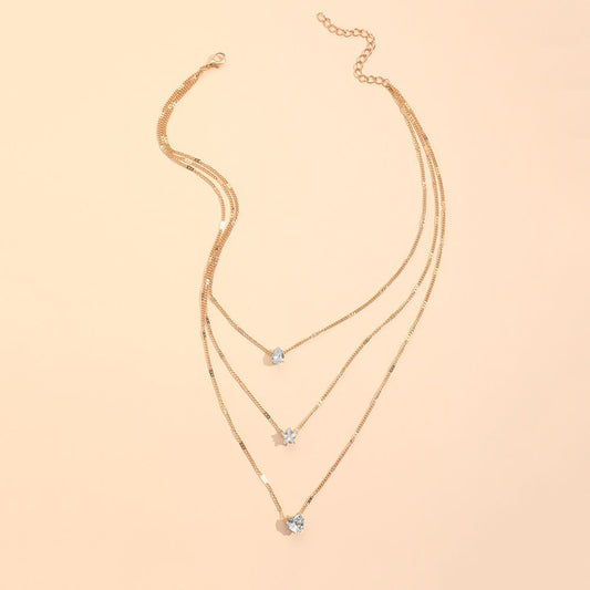 Zircon Necklace Multi-layer Five-pointed Star Love Water Drop Pendant
