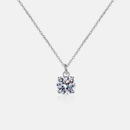 1 Carat Moissanite 925 Sterling Silver Necklace Silver One Size