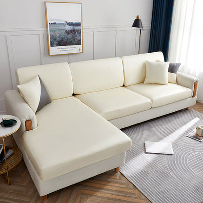 LuxFit™ – Elastic Waterproof Leather-Style Sofa Slipcover Beige